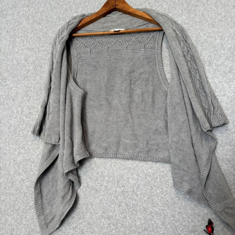 Christopher & Banks Women's Small Gray Cable Knit Open Front Cardigan Vest Comfy